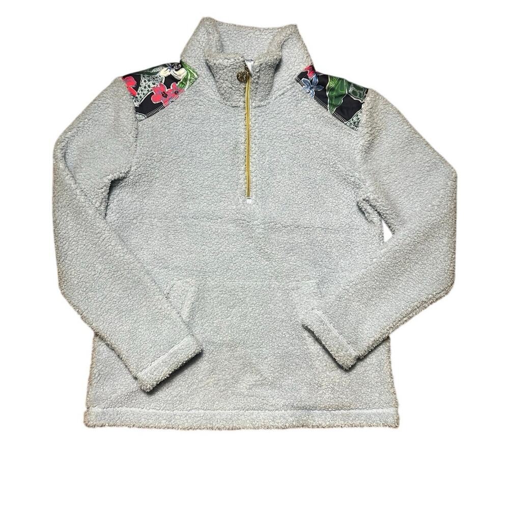 Lilly Pulitzer Wallen Sherpa Bonaire Blue Half Zip XXS Sweatshirt Jacket